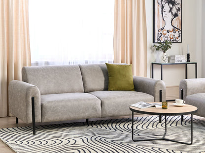 3-Sitzer Sofa Lederoptik hellgrau ASKIM