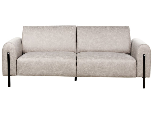 3-Sitzer Sofa Lederoptik hellgrau ASKIM