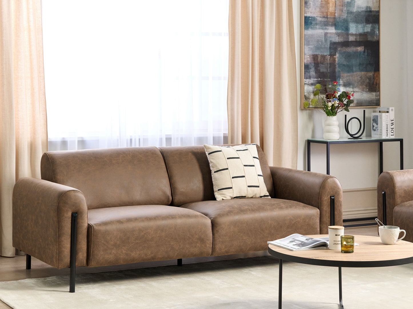 3-Sitzer Sofa Lederoptik braun ASKIM