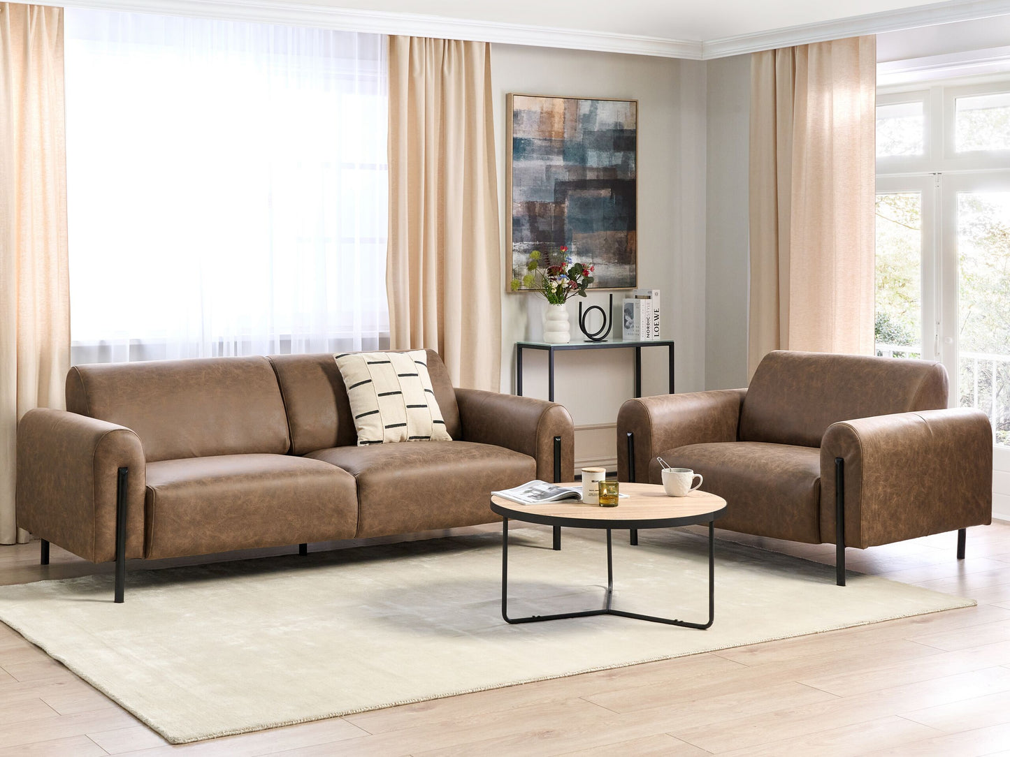 4-Sitzer Sofa Set Lederoptik braun ASKIM