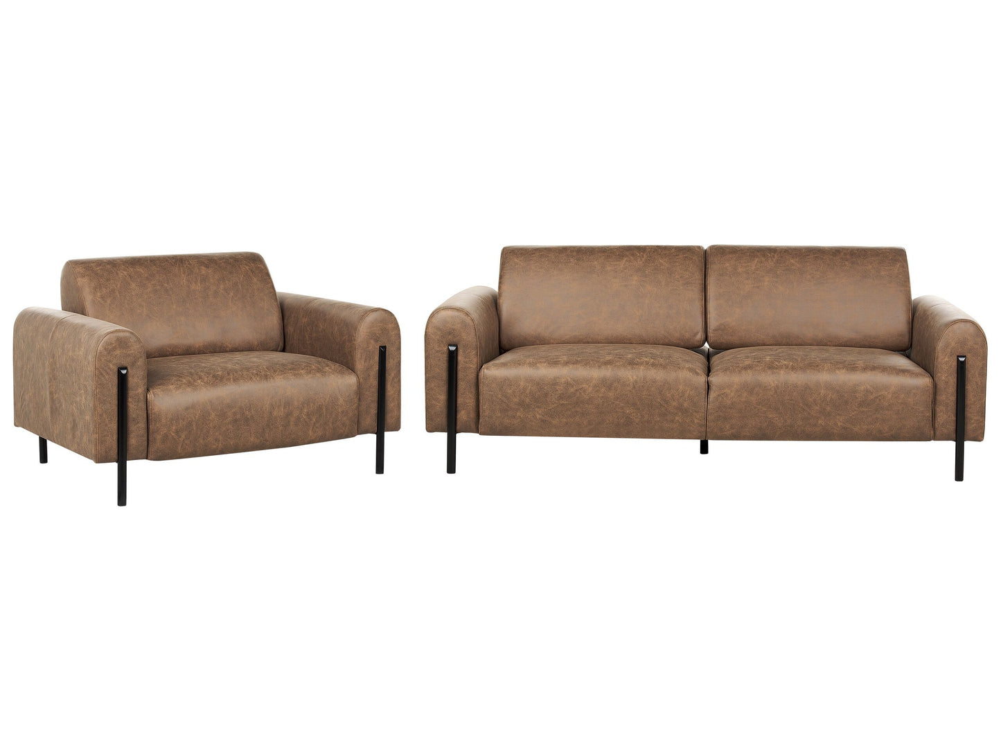 4-Sitzer Sofa Set Lederoptik braun ASKIM