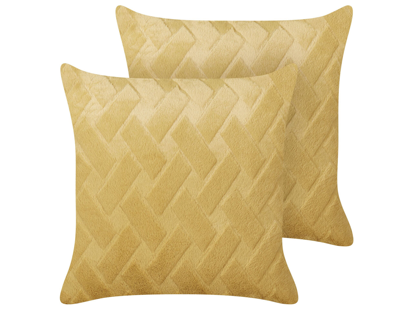 Dekokissen 2er Set SITAPUR Webpelz 45 x 45 cm Senfgelb Ohne Muster