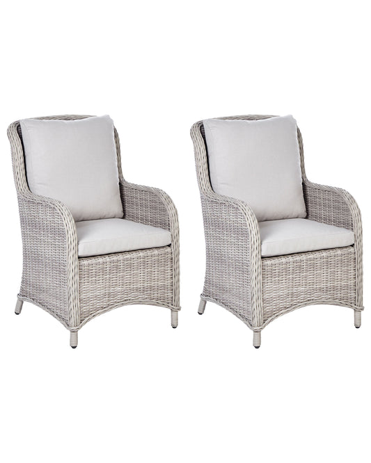 Gartensessel 2er Set CASCAIS Polyrattan Beige