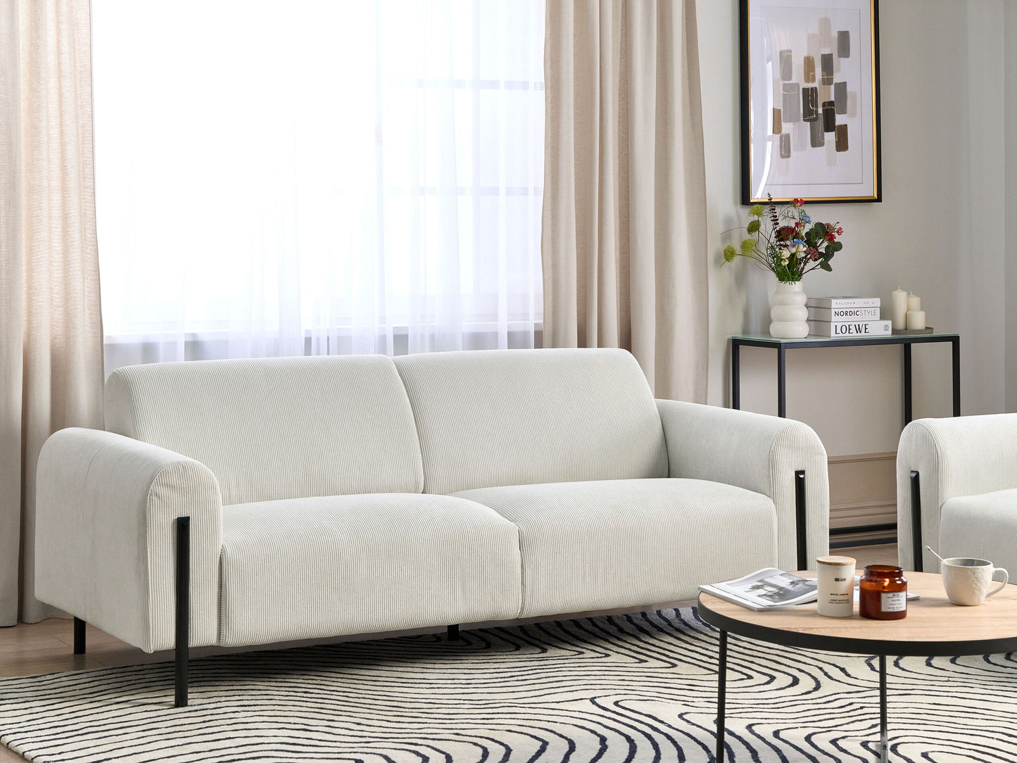 3-Sitzer Sofa Cord cremeweiss ASKIM