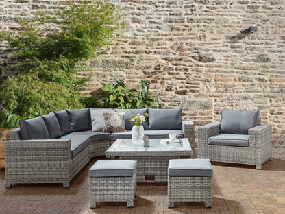 Lounge Set mit Tisch und Ottomane 9-Sitzer TEGLIO modular Polyrattan Grau