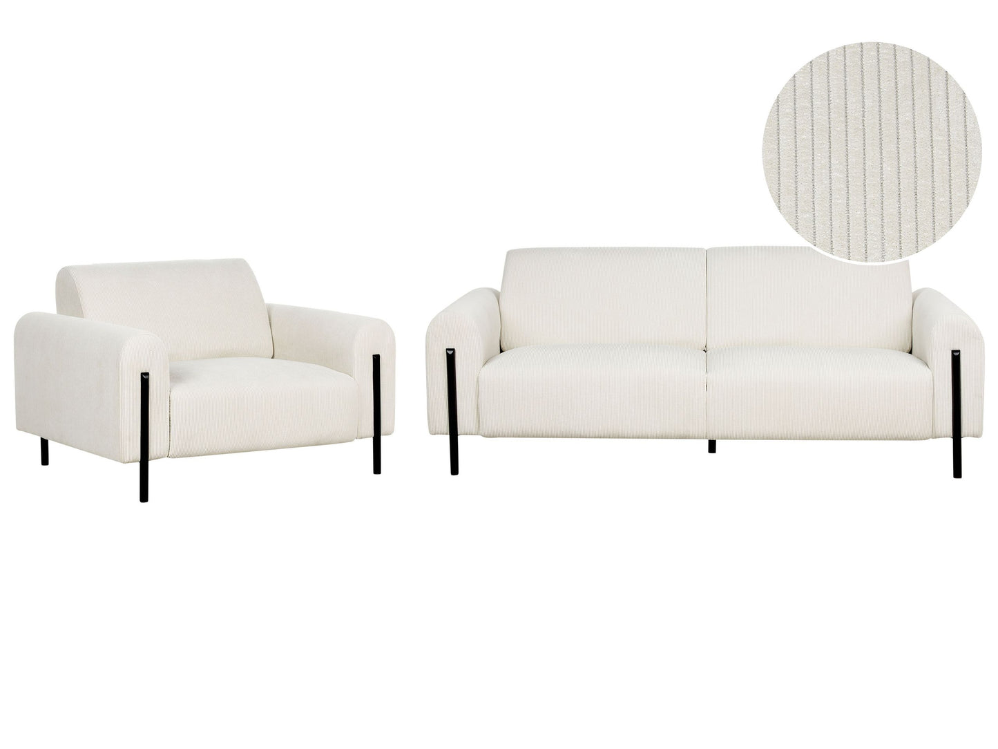 4-Sitzer Sofa Set Cord cremeweiss ASKIM