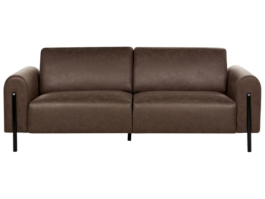 3-Sitzer Sofa Lederoptik dunkelbraun ASKIM