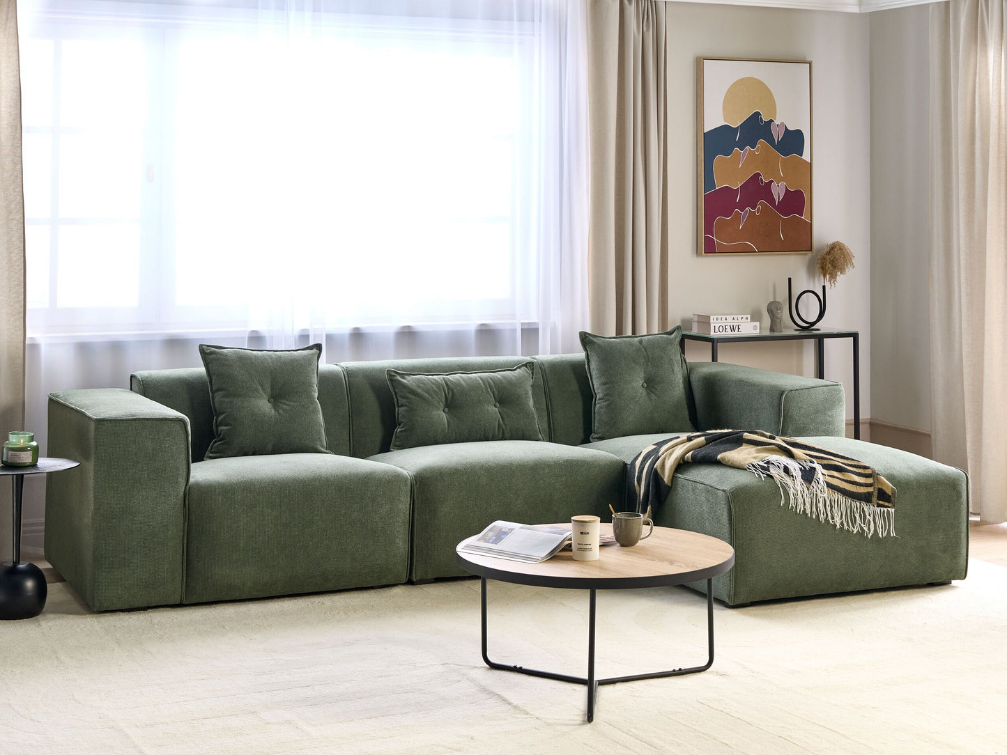 3-Sitzer Ecksofa dunkelgrün linksseitig DOLVA