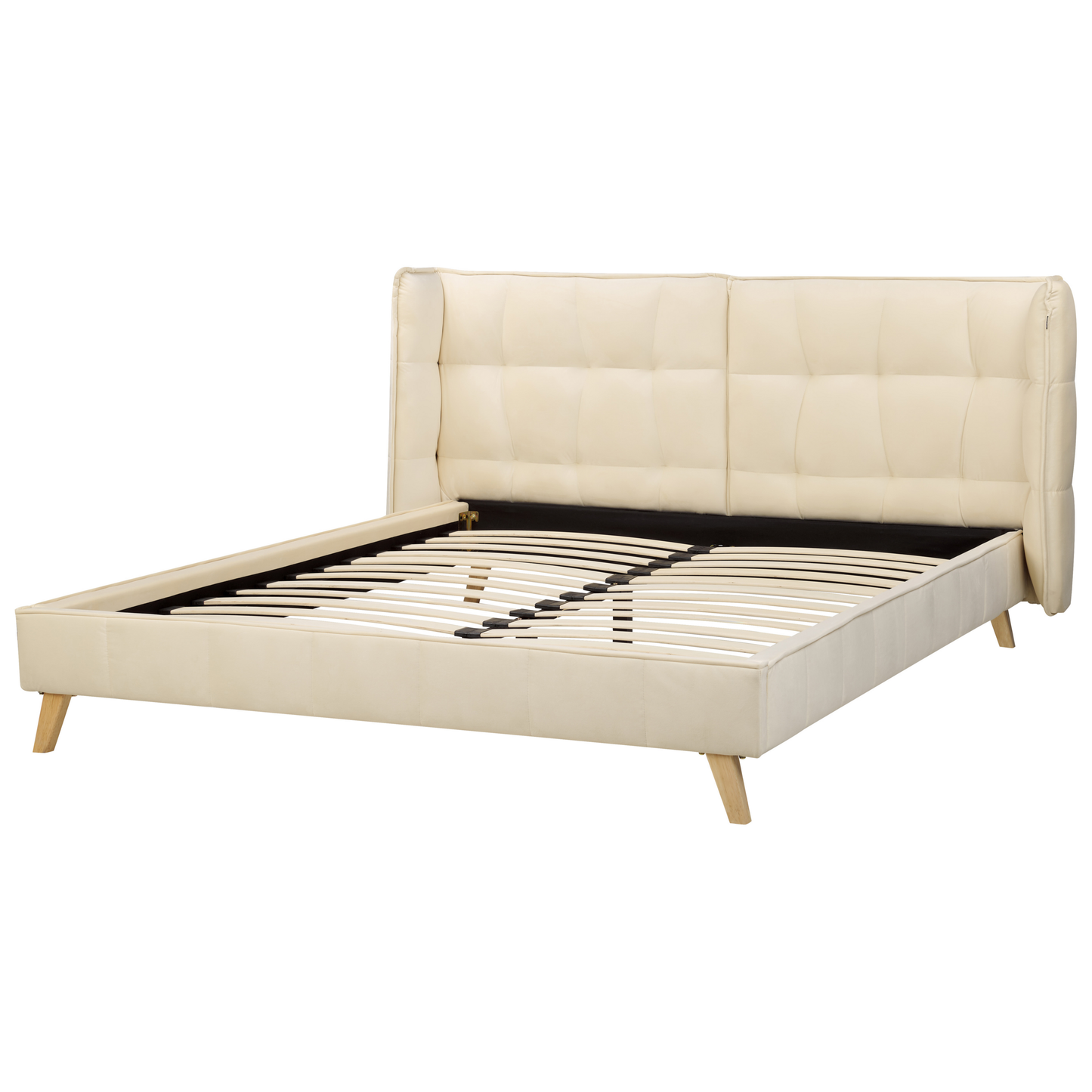 Bett mit Lattenrost Samtstoff SENLIS 160 x 200 cm Beige
