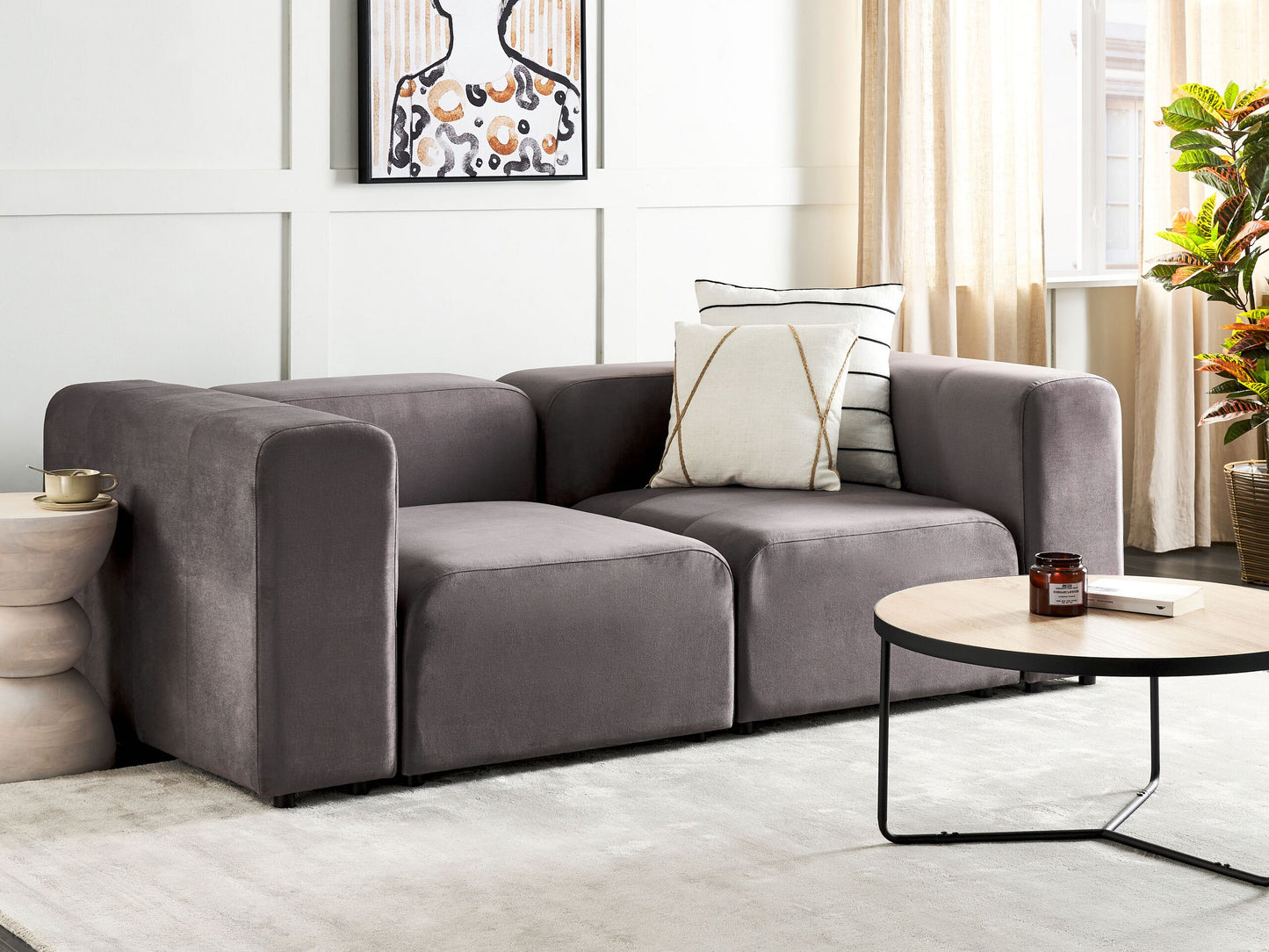 2-Sitzer Sofa Samtstoff dunkelgrau FALSTERBO