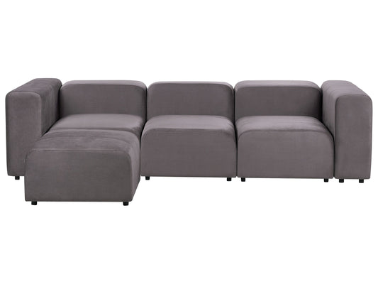 3-Sitzer Sofa Samtstoff dunkelgrau mit Ottomane FALSTERBO