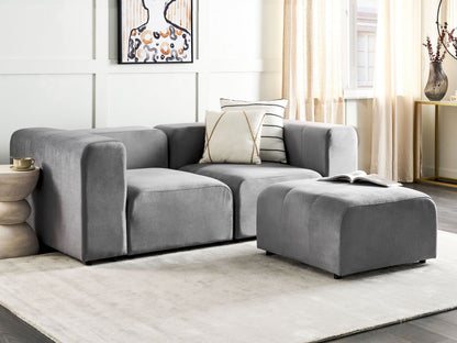 2-Sitzer Sofa Samtstoff grau mit Ottomane FALSTERBO