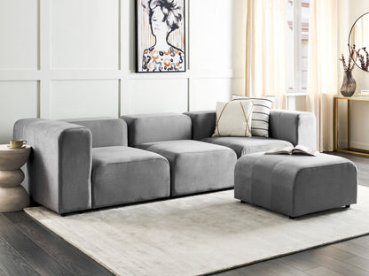 3-Sitzer Sofa Samtstoff grau mit Ottomane FALSTERBO
