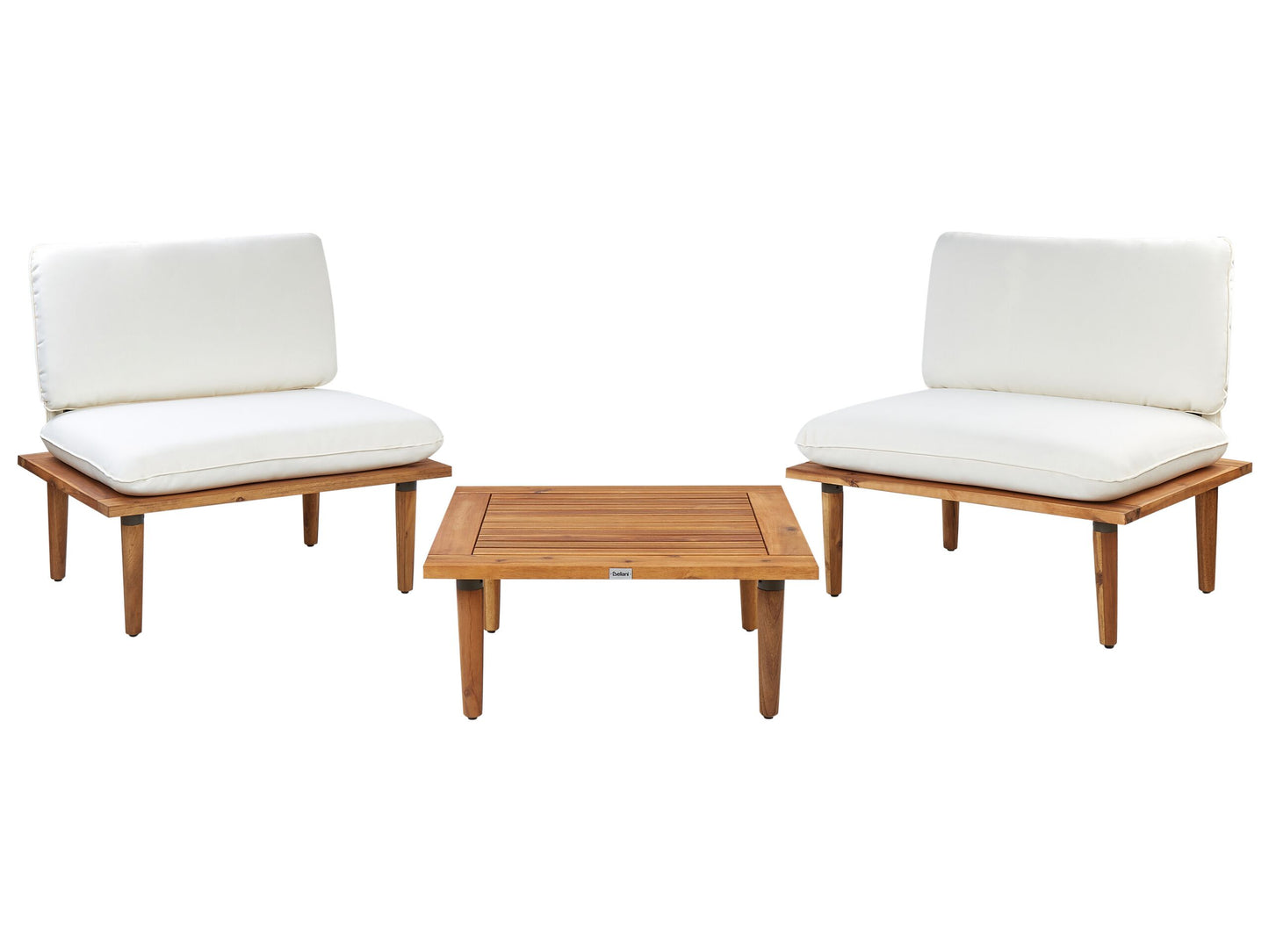 Lounge Set mit Tisch 2-Sitzer FRASCATI modular zertifiziertes Akazienholz Cremeweiss