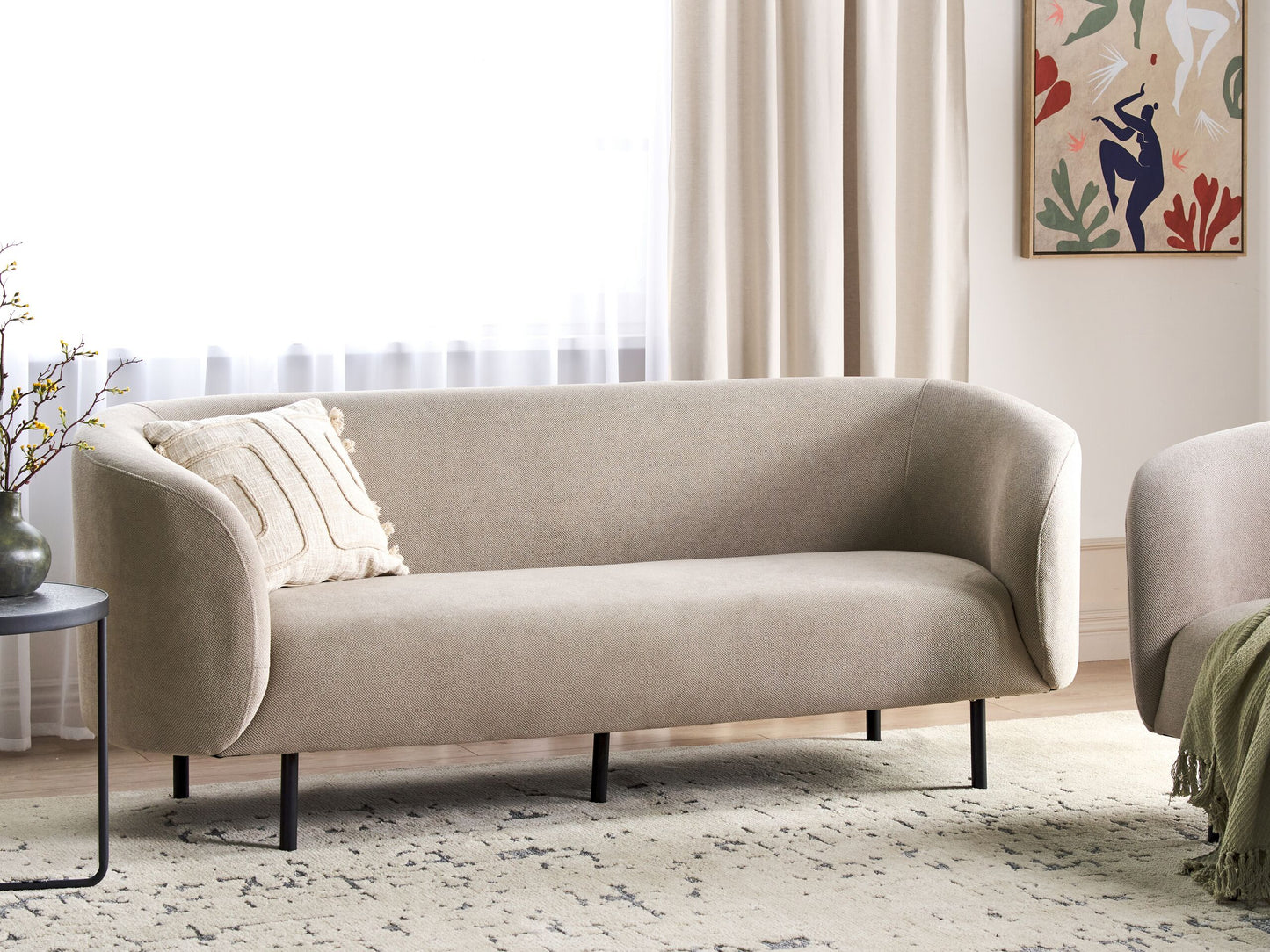 3-Sitzer Sofa Stoff taupe / schwarz LOEN