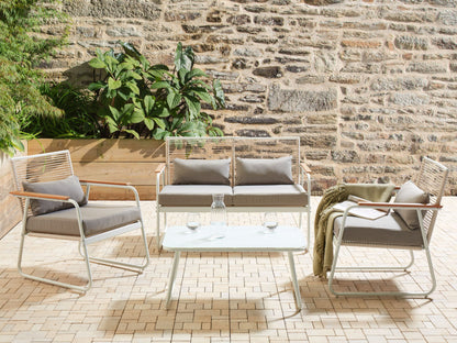 Lounge Set mit Tisch 4-Sitzer POMONTE Metall Weiss