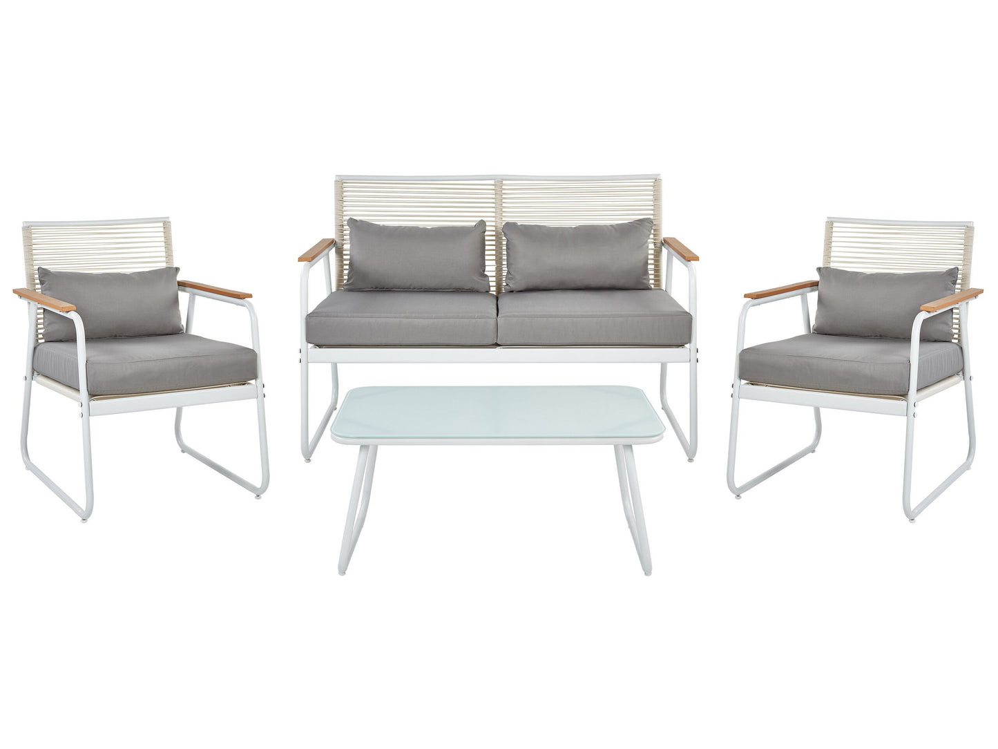Lounge Set mit Tisch 4-Sitzer POMONTE Metall Weiss
