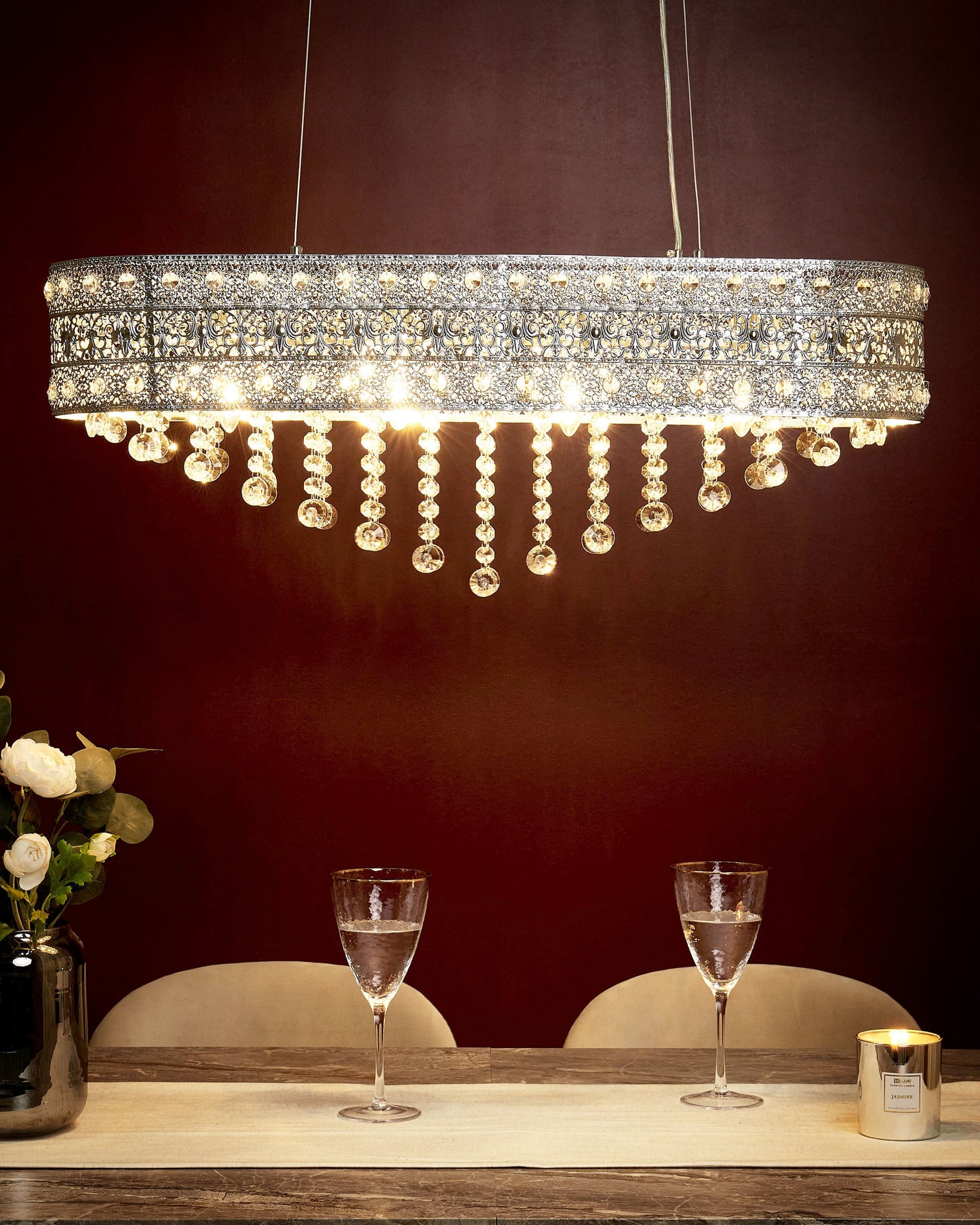 Kronleuchter BELELLE Kristall Silber