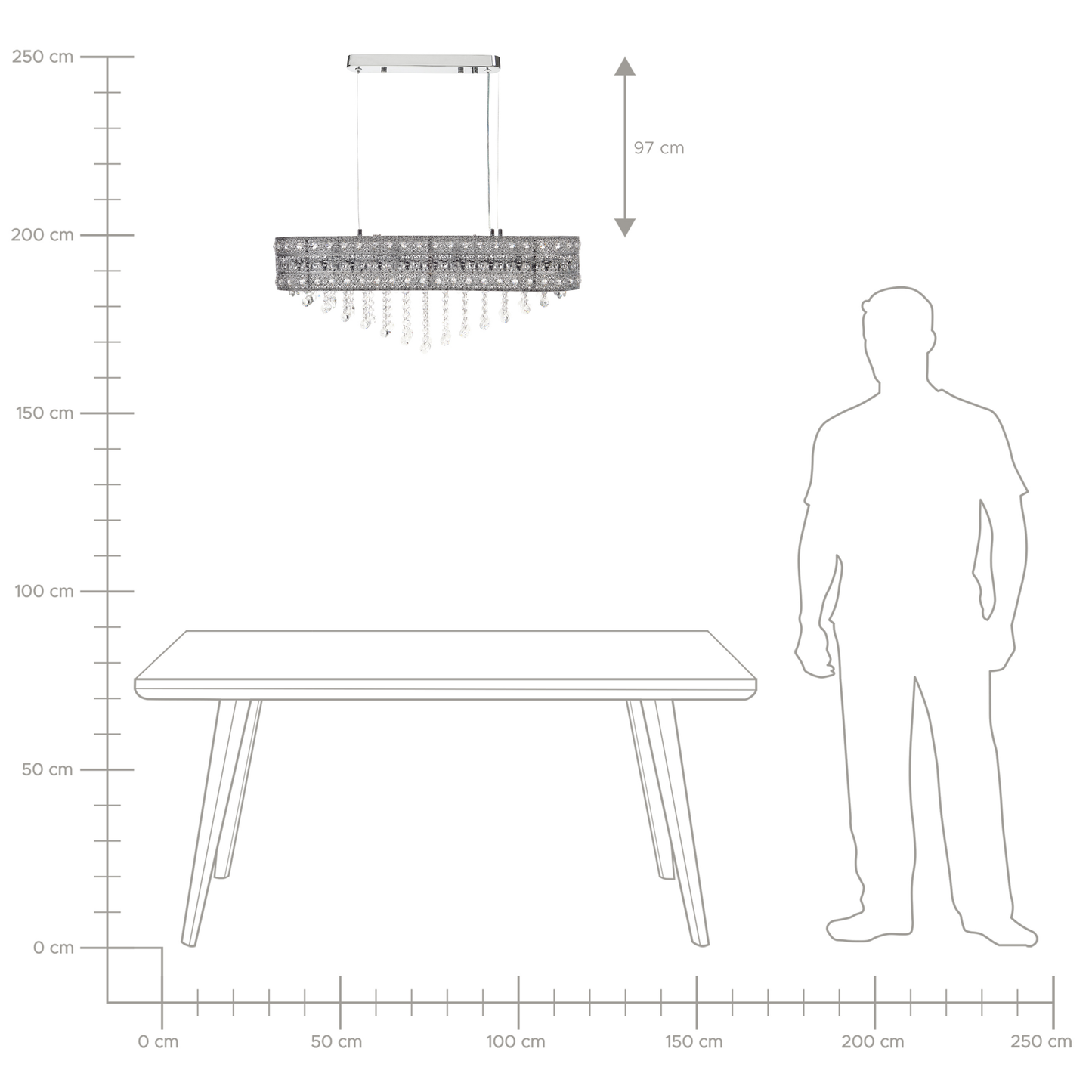 Kronleuchter BELELLE Kristall Silber