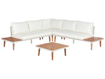 Garten Ecksofa mit Tisch 5-Sitzer CORATO Akazienholz Cremeweiss