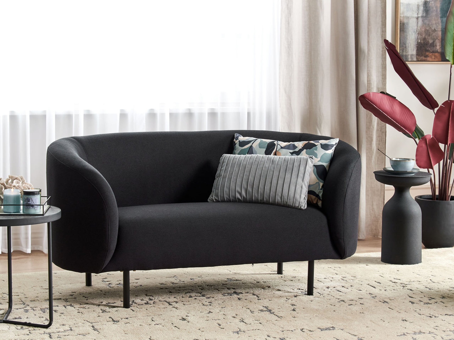 2-Sitzer Sofa Stoff schwarz LOEN