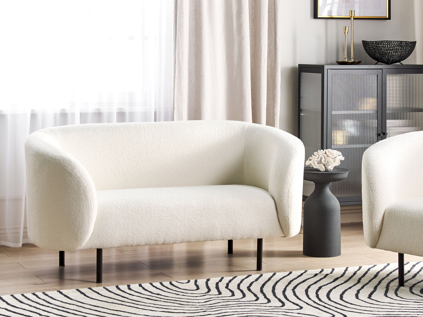 2-Sitzer Sofa Bouclé weiss / schwarz LOEN