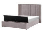 Bett mit Stauraumbank Samtstoff NOYERS 140 x 200 cm Grau