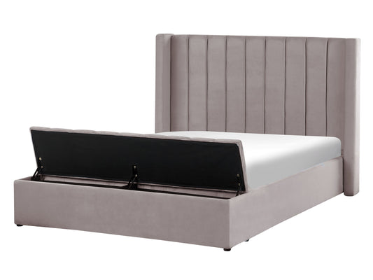 Bett mit Stauraumbank Samtstoff NOYERS 140 x 200 cm Grau