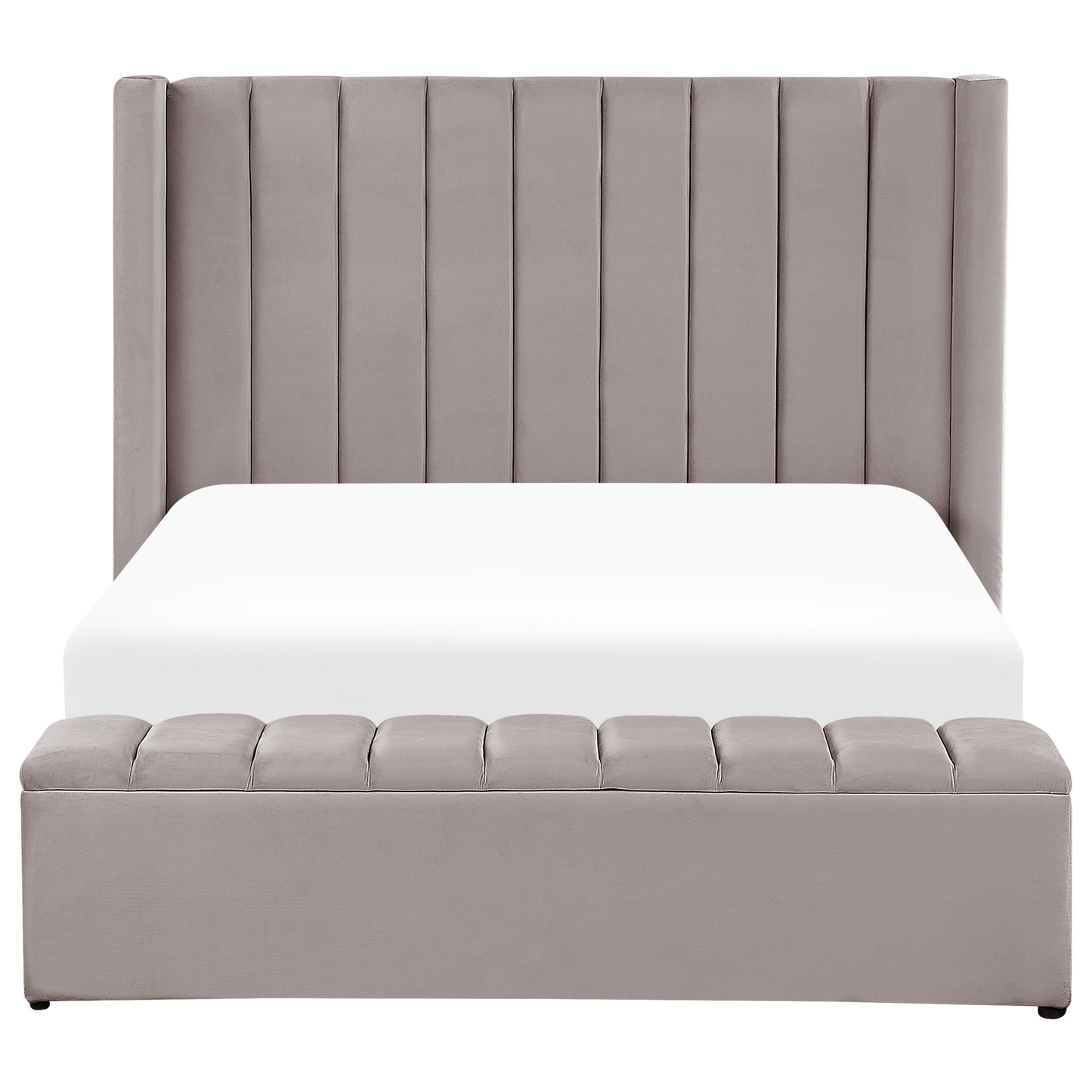 Bett mit Stauraumbank Samtstoff NOYERS 140 x 200 cm Grau