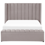 Bett mit Stauraumbank Samtstoff NOYERS 140 x 200 cm Grau