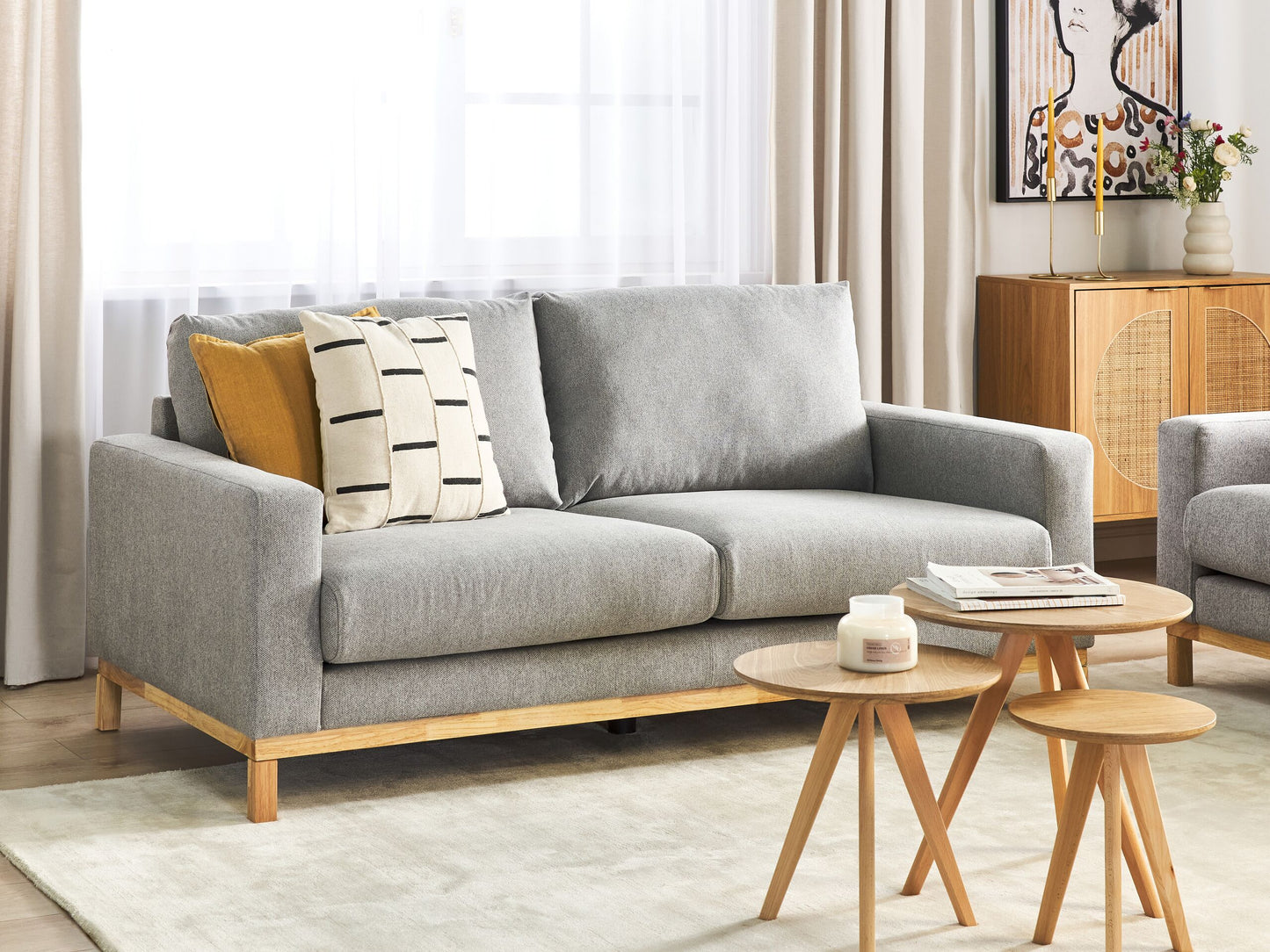 2-Sitzer Sofa grau / hellbraun SIGGARD