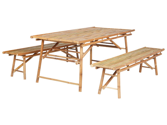 Gartenmöbel Set 4-Sitzer TINDARI Bambusholz Hellbraun