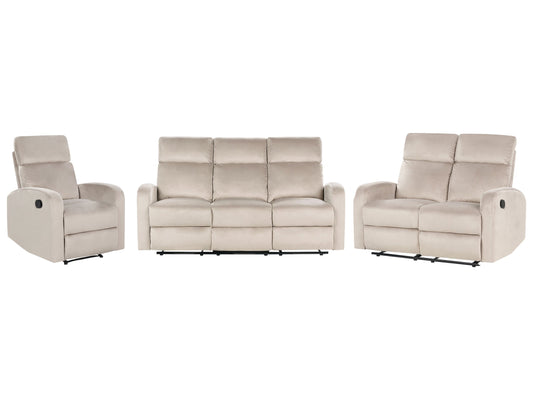 Sofa Set Samtstoff taupe 6-Sitzer manuell verstellbar VERDAL