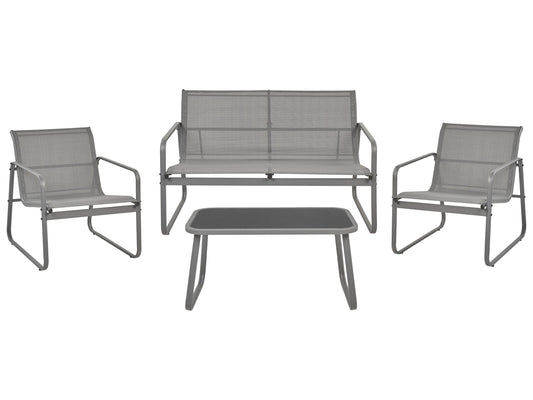 Lounge Set mit Tisch 4-Sitzer BARREA Metall Grau