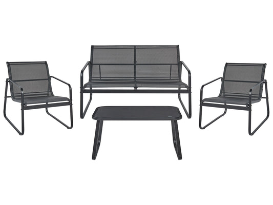 Lounge Set mit Tisch 4-Sitzer BARREA Metall Schwarz