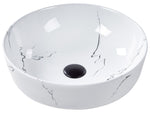 Aufsatzwaschbecken Keramik Marmor Optik weiss rund ⌀ 42 cm HOPI