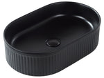 Aufsatzwaschbecken Keramik Rillen-Optik schwarz oval 49 x 31 cm GELDO
