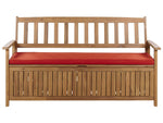 Gartenbank mit Auflage SOVANA 160 cm mit Stauraum Akazienholz Rot