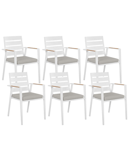 Set mit 6 Stühlen und Sitzkissen TAVIANO Metall Grau