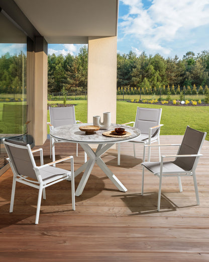 Gartenstuhl 4er Set BUSSETO Metall Grau