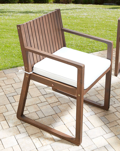 Set mit 8 Stühlen und Sitzkissen SASSARI Akazienholz Cremeweiss