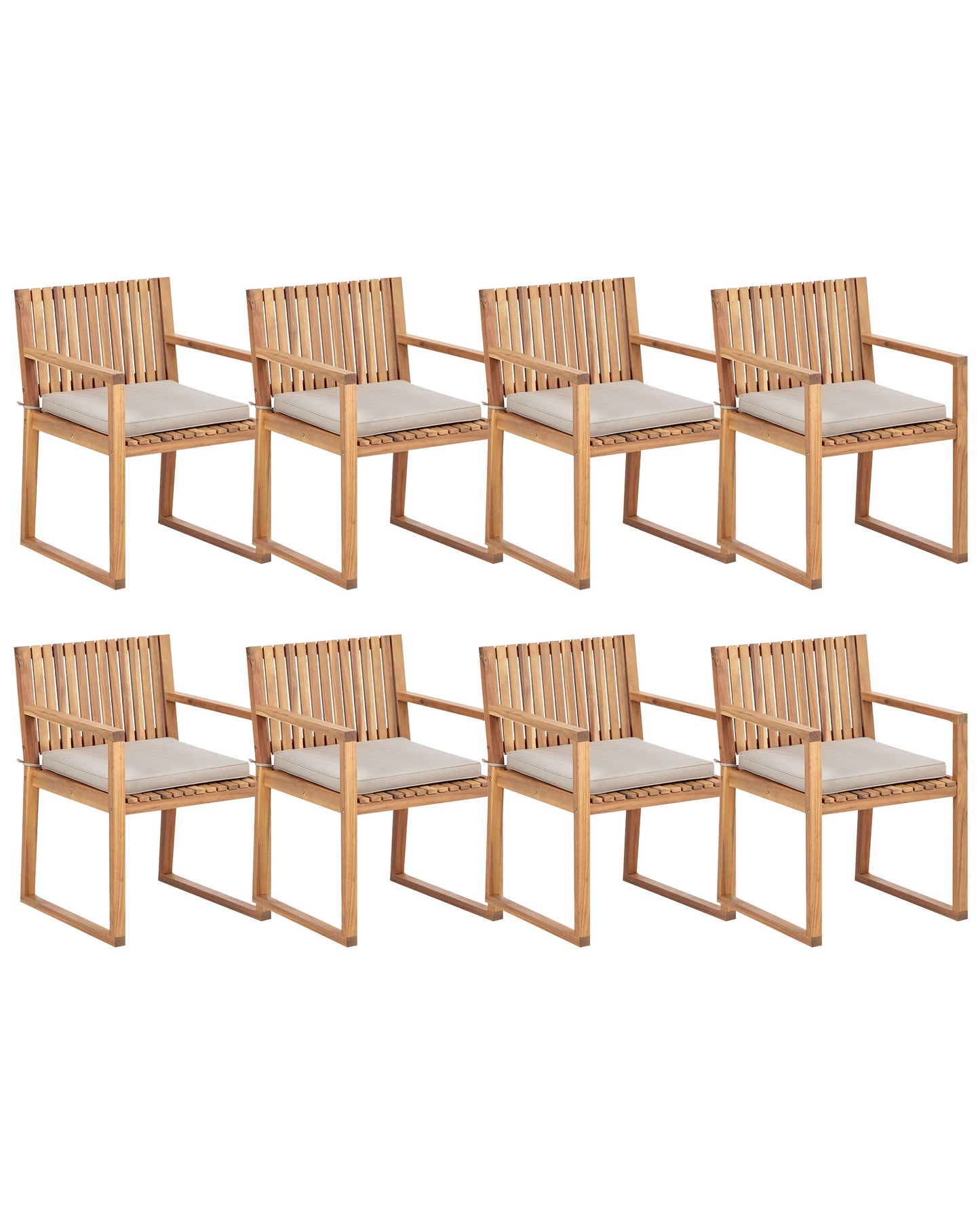 Set mit 8 Stühlen und Sitzkissen Taupe SASSARI II