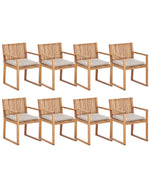 Set mit 8 Stühlen und Sitzkissen Taupe SASSARI II