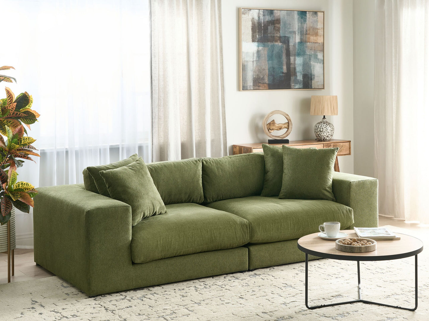 3-Sitzer Sofa dunkelgrün mit Kissen GLORVIKA II