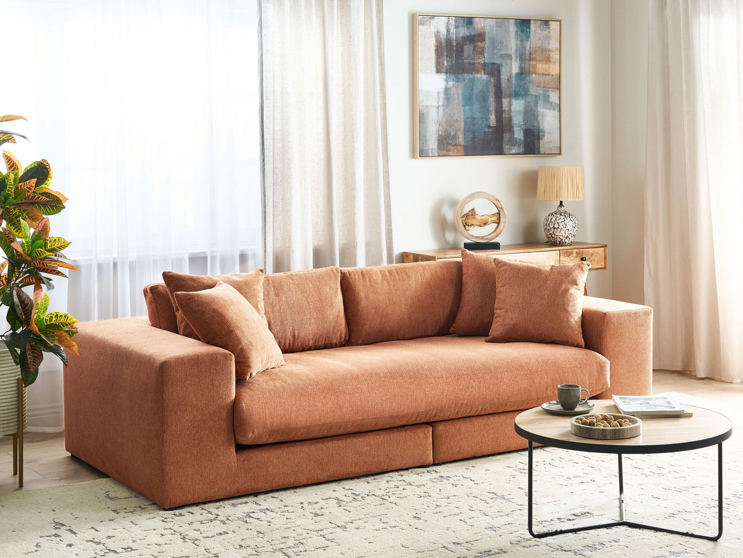 3-Sitzer Sofa orange mit Kissen GLORVIKA