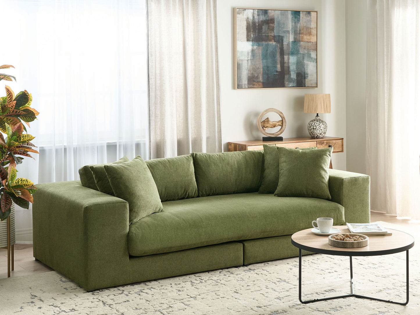 3-Sitzer Sofa dunkelgrün mit Kissen GLORVIKA