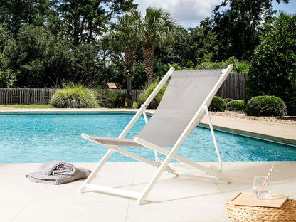 Liegestuhl Aluminium weiss Textilbespannung grau LOCRI II