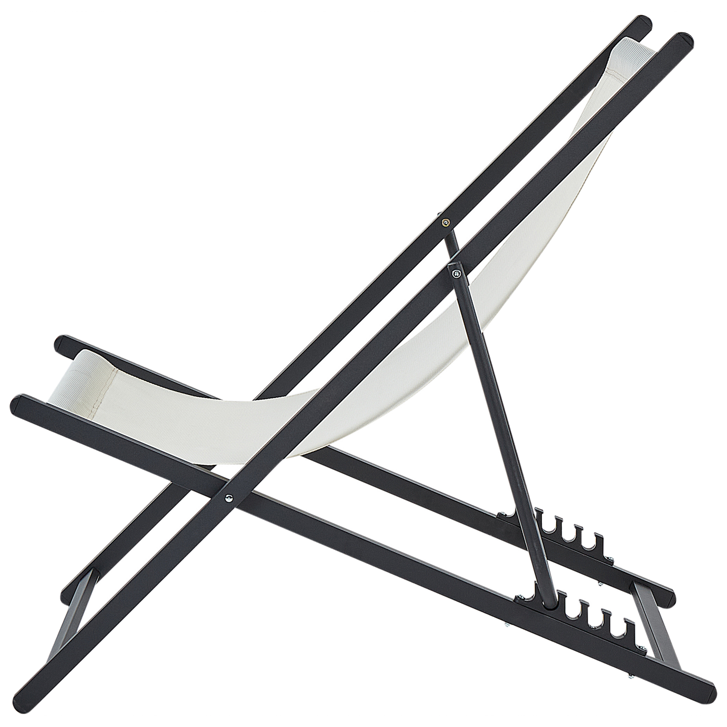 Liegestuhl Aluminium schwarz Textilbespannung creme LOCRI II