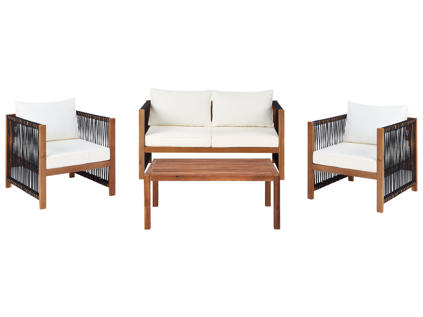 Lounge Set mit Tisch 4-Sitzer ANTRIA Akazienholz Schwarz