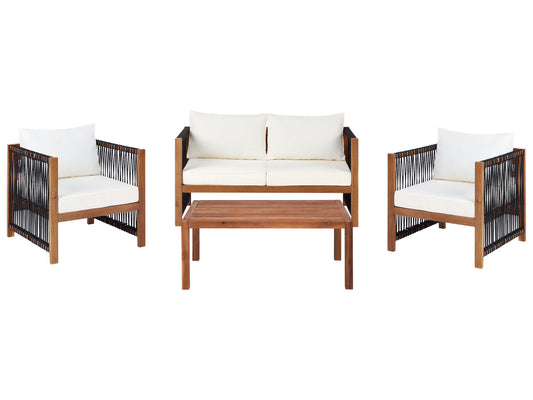 Lounge Set mit Tisch 4-Sitzer ANTRIA Akazienholz Schwarz